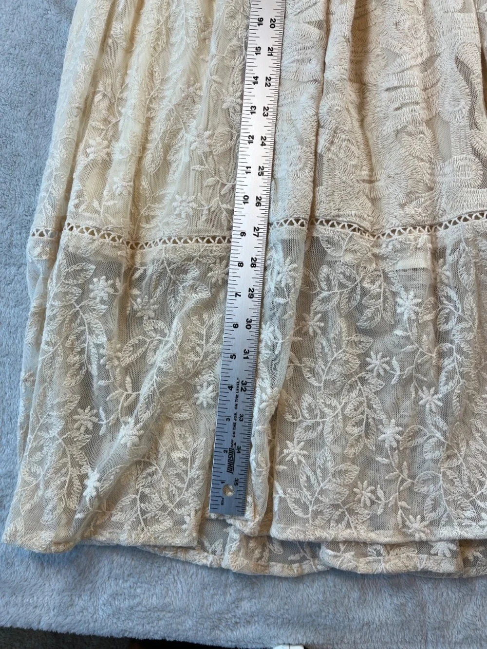 Free People Mountain Laurel Lace Crochet Mide Dress Ivory Boho Romantic sz 2